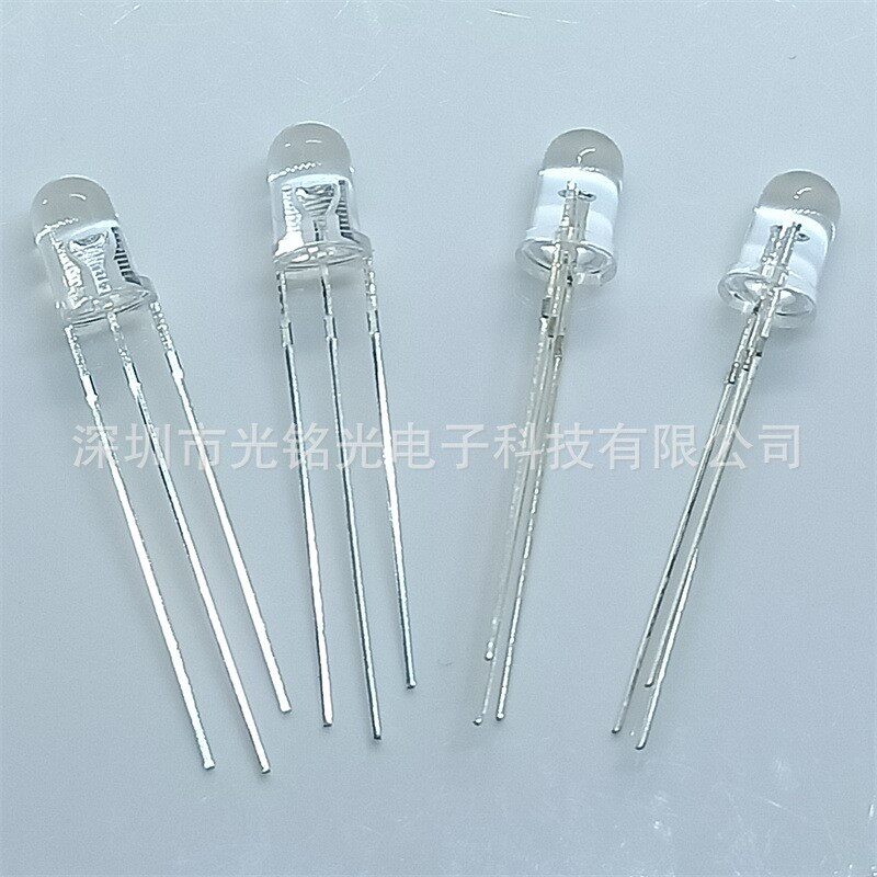 现货供应 F5/5mm红黄绿双色 共阴LED发光二极管 双色透明直插灯珠