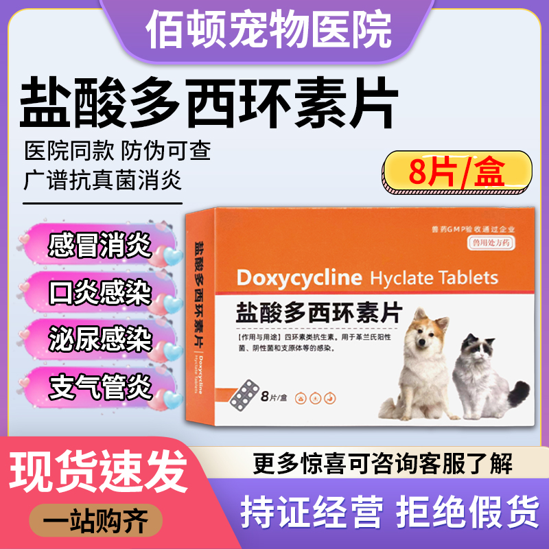 狗猫咪盐酸多西环素片狗狗鼻支治疗药宠物咳嗽药猫咪感冒药犬窝咳