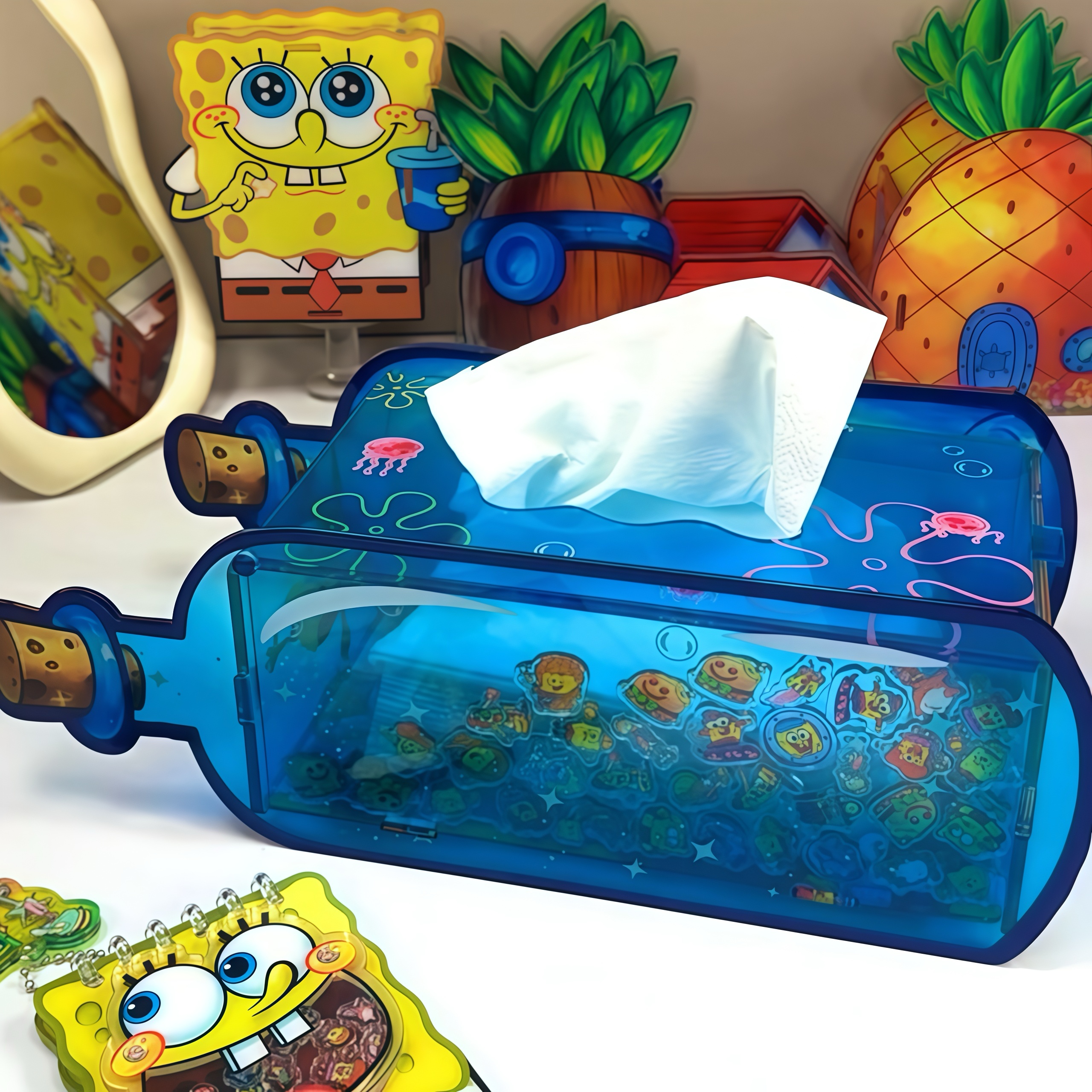 海绵宝宝亚克力纸巾盒餐巾收纳