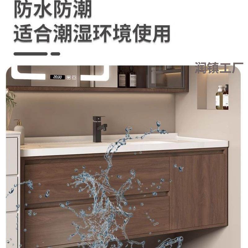新款中古风118胡桃木柜陶瓷一洗体浴盆室组合卫生间洗漱台洗手脸
