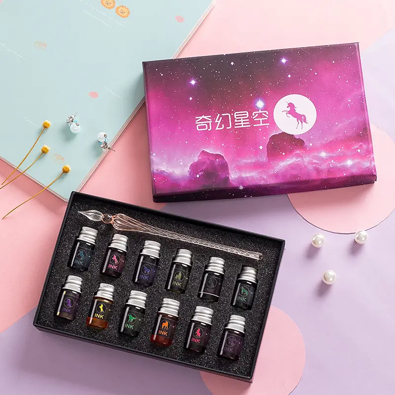 水晶笔星空玻璃笔蘸水钢笔古风