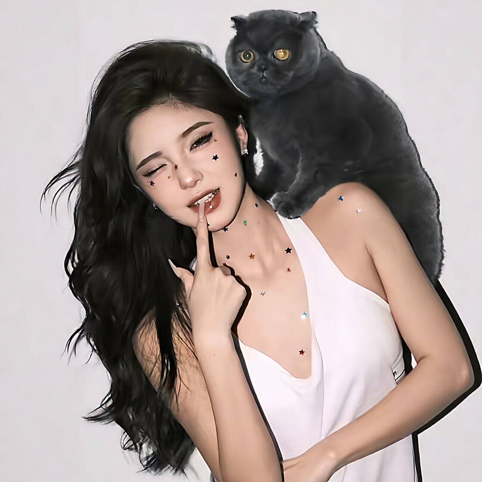 多巴胺星星新年妆容贴纸diy女生bling彩钻脸部贴纸氛围感出片神器