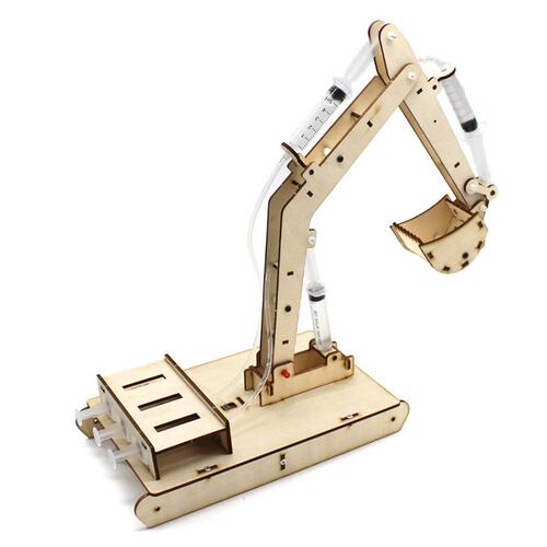 液压挖掘机模型玩教具学生木质玩具拼装科学实验steam科技小E170