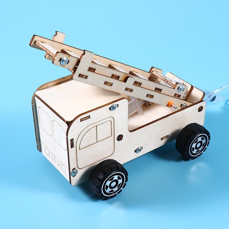 液压消防云梯车diy科技小制作小发明儿童科学实验手工材料包SE31