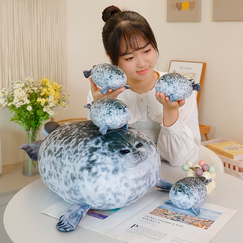 跨境仿真海洋动物母子海豹毛绒玩具公仔海豹玩偶儿童睡觉抱枕礼物