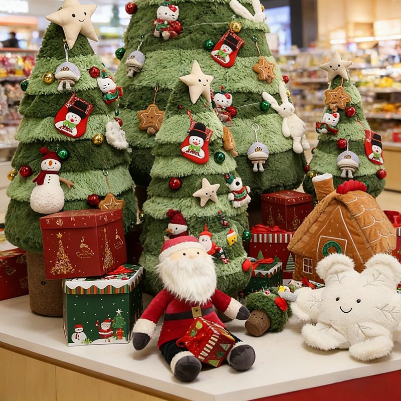 趣味云杉圣诞树抱枕摆件毛绒公仔儿童圣诞节平安夜氛围装饰品礼物