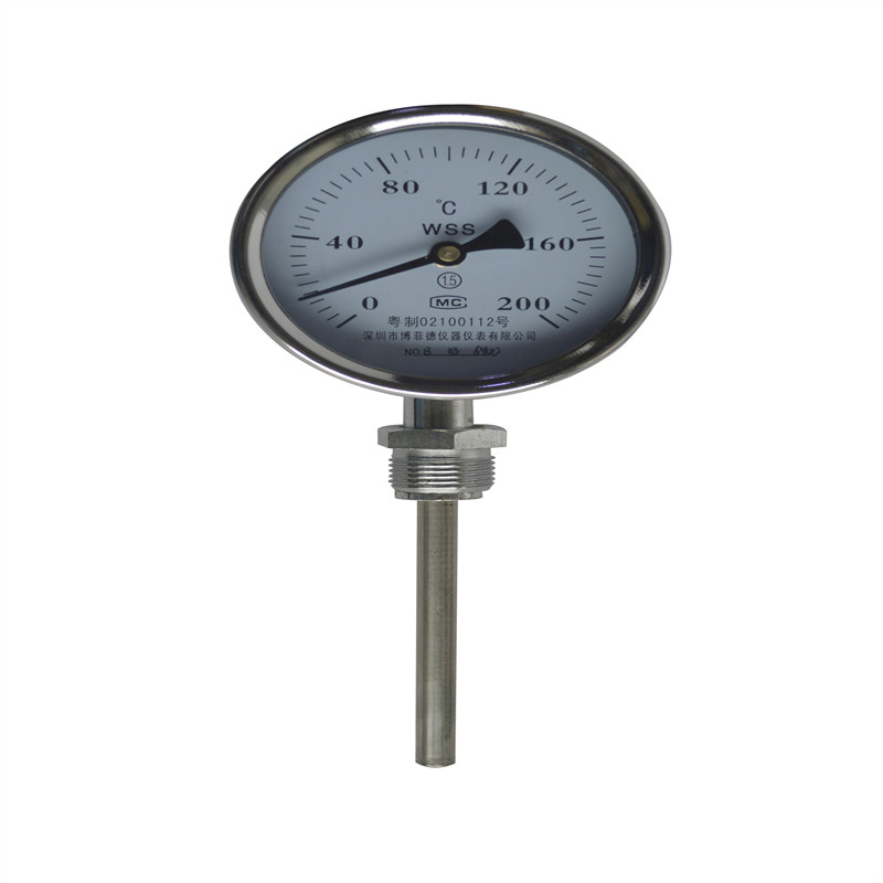 WSS411 401全不锈钢双金属温度计工业锅炉管道烤箱耐震数字温度表
