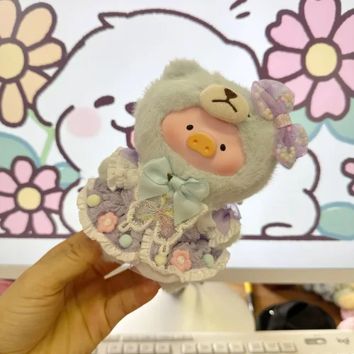 仅衣服】盲盒钥匙扣LuLu猪衣服紫色蝴蝶裙子复古泰迪猪娃衣甜美裙