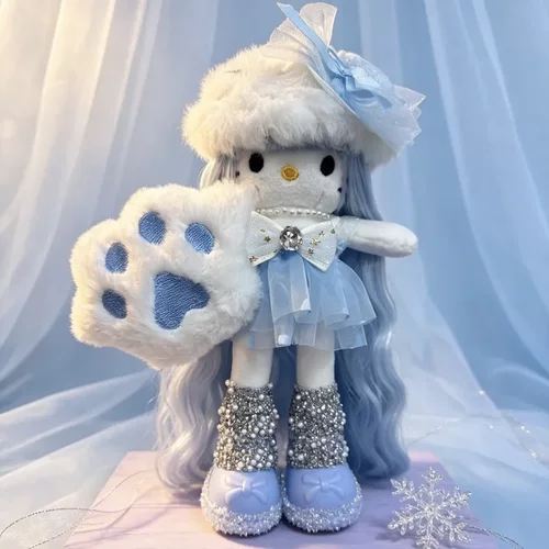 新款hellokitty小挂件 重工毛绒玩偶包包挂件 粉色直发长腿kt挂件