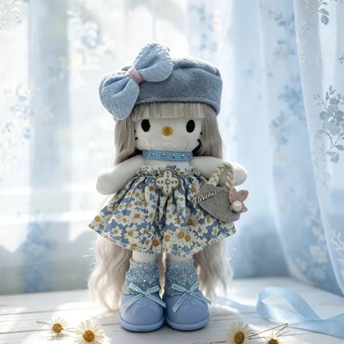 新款hellokitty小挂件 重工毛绒玩偶包包挂件 粉色直发长腿kt挂件