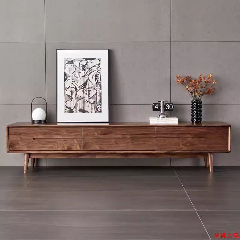 北美黑胡桃木全实木电视柜茶几组合现代简约樱桃木视听柜客厅家具