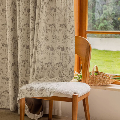 高档轻奢高级感法式浪漫复古浅色羊绒提花落地窗客厅卧室成品窗帘