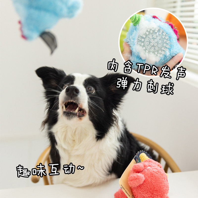 qmonster怪兽大眼仔 怪物家族发声高弹力刺球互动宠物解闷狗玩具