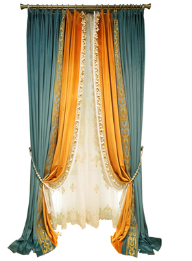 法式轻奢新款别墅高档客厅u窗帘卧室丝绒布欧式窗帘纯色遮光刺绣