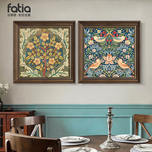 莫里斯名画美式 饰画饭厅抽象挂画复T古客厅墙面油画 餐厅背景墙装