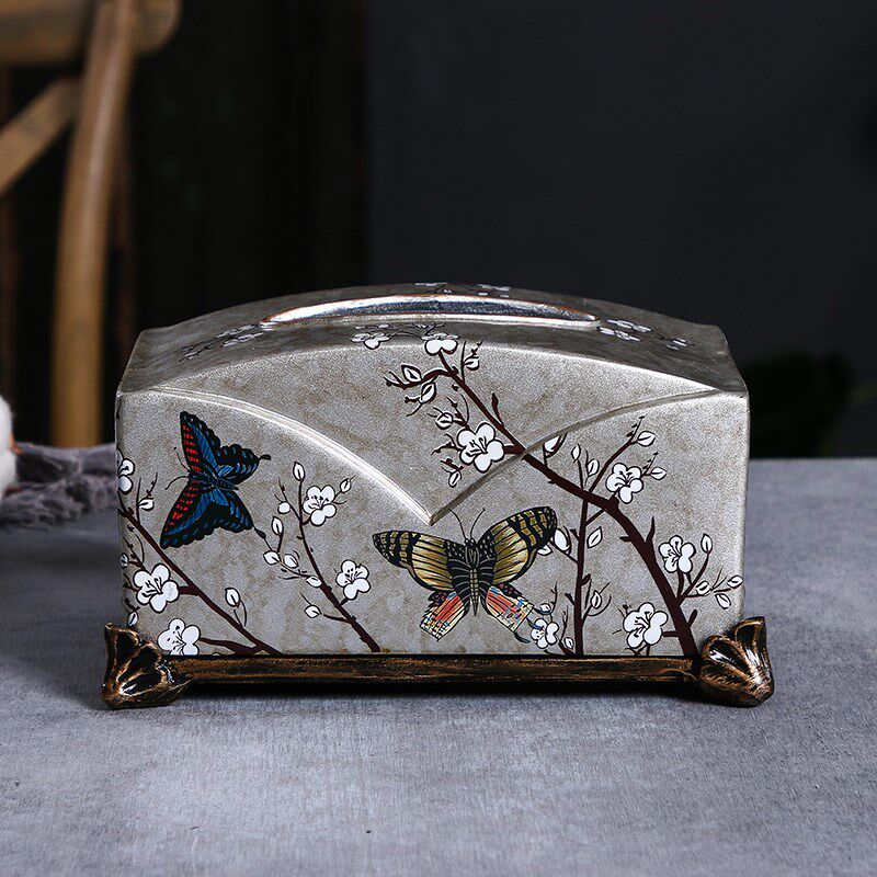 欧式复古金色彩绘简m约大号纸巾盒客厅茶几桌面家用收纳小号抽纸