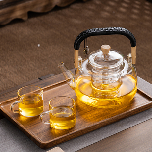 全玻璃煮茶壶器蒸煮一体提梁C壶养生壶家用烧水泡茶黑晶炉套 新款