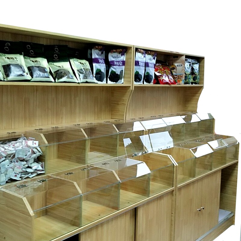 超市玻璃散称零j食货柜糖果干果货架中药材茶业展示架五谷杂粮柜