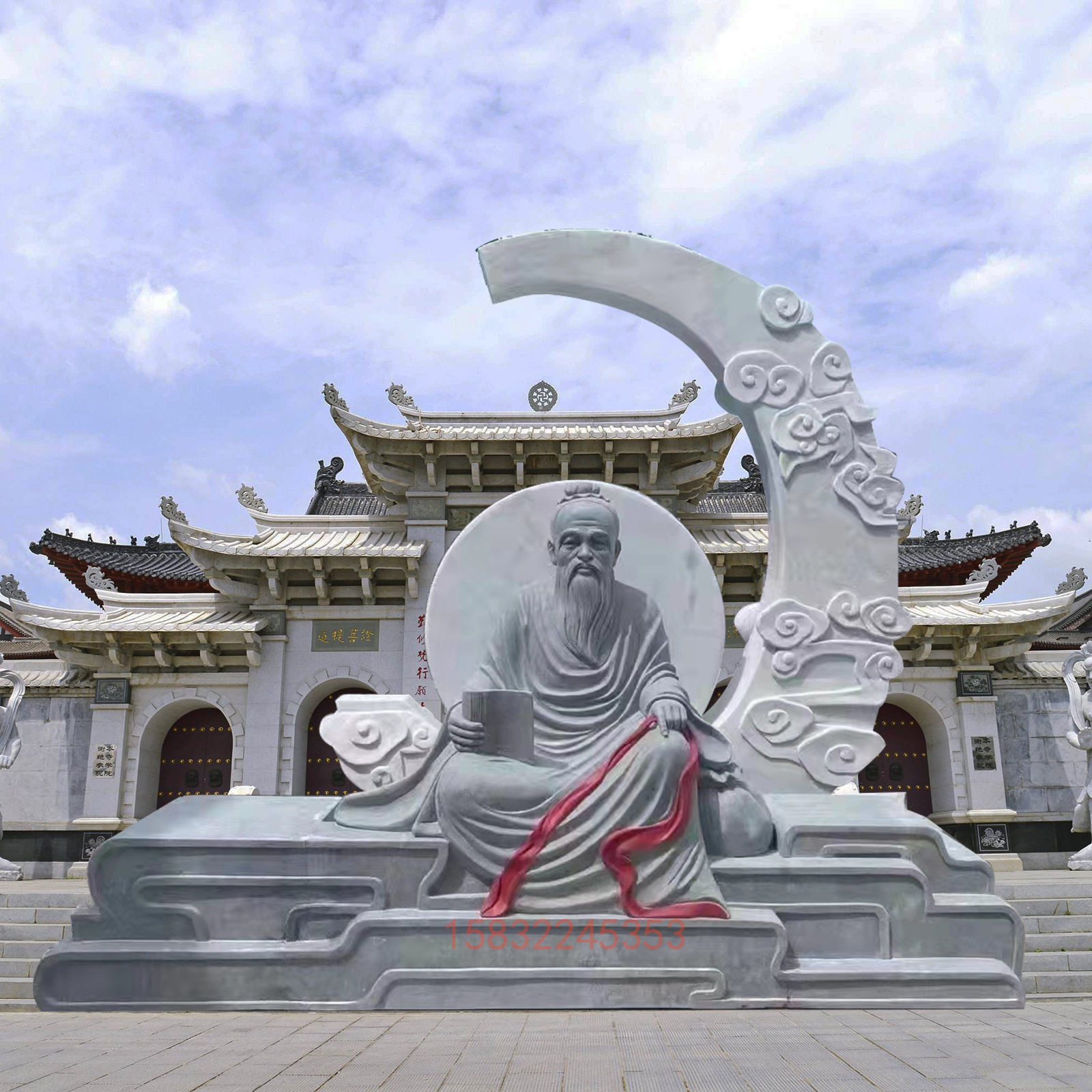 定制青石月老星君塑像景区摆件