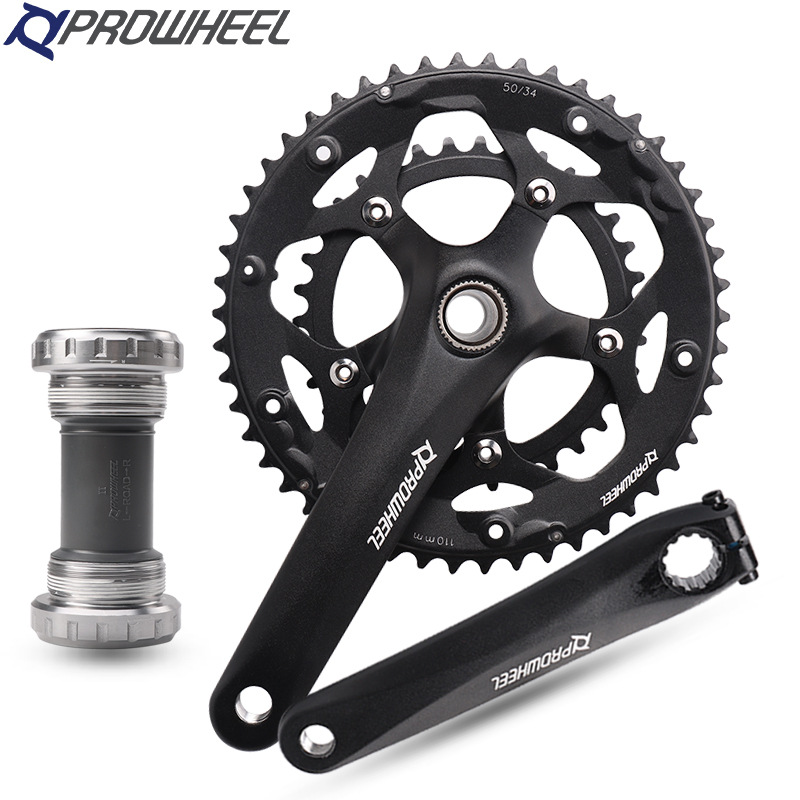 浩盟全铝中空一体公路折叠牙盘8/9/10/20速50T 34T盘铝合金曲柄腿