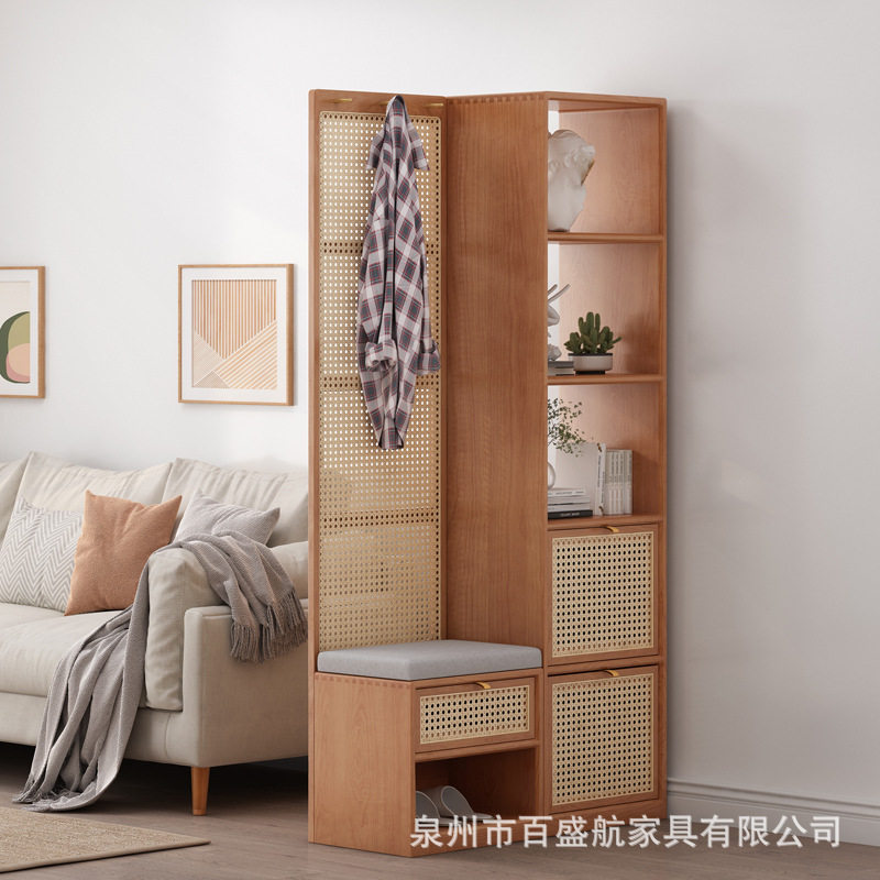 北欧组合式隔断玄关鞋柜 家用入户带抽屉换鞋凳客厅创意置物鞋柜