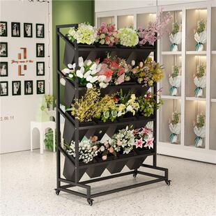 2026花店花架子醒花花桶架多层阶梯式轻奢铁艺可移动鲜花置物架展