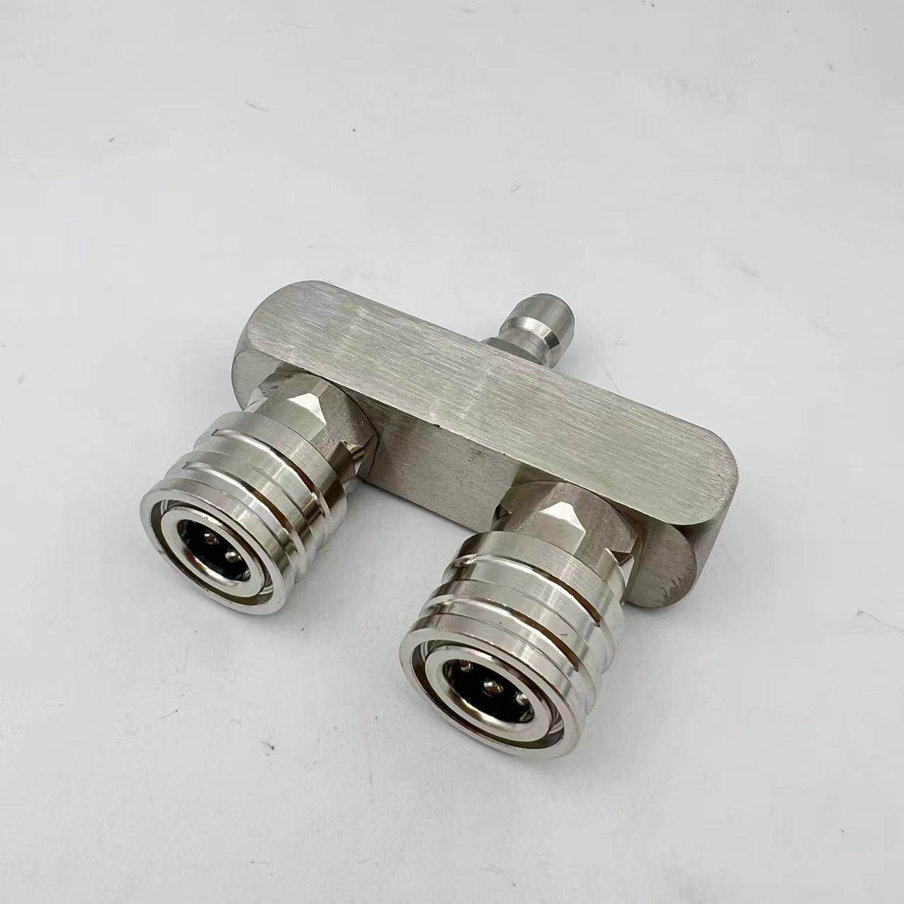 洗车水枪高压清洗机不锈钢双喷头一转二接头1/4快插洗车洗地除污