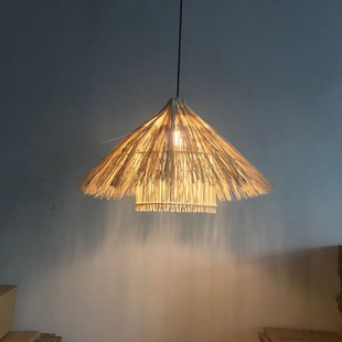 个性复古创意餐厅灯具斗笠吊灯现代竹灯草帽吊灯房子吊灯装饰吊灯