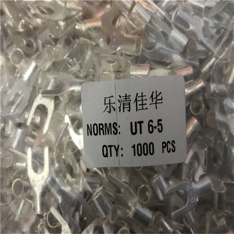 UT6-5 裸端头 叉形铜鼻子 冷压接线端子 紫铜