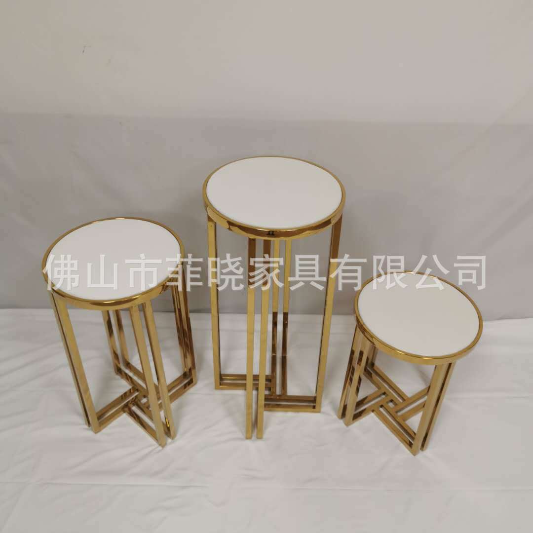 婚庆路引外贸大理石钛金茶几