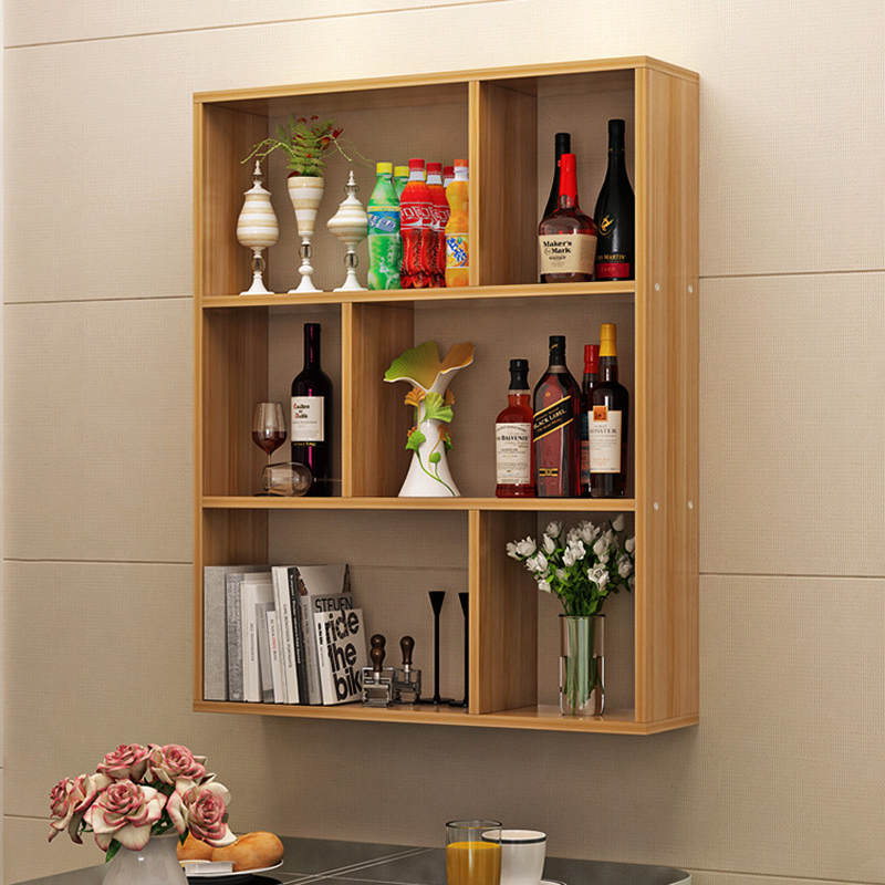 5V墙上置物架简易壁挂置物架书架墙壁创意格子打孔吊柜学生卧室书