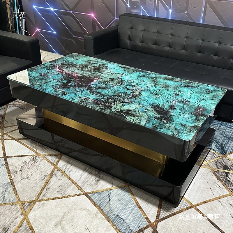 KTV酒吧发光岩板不锈钢茶几