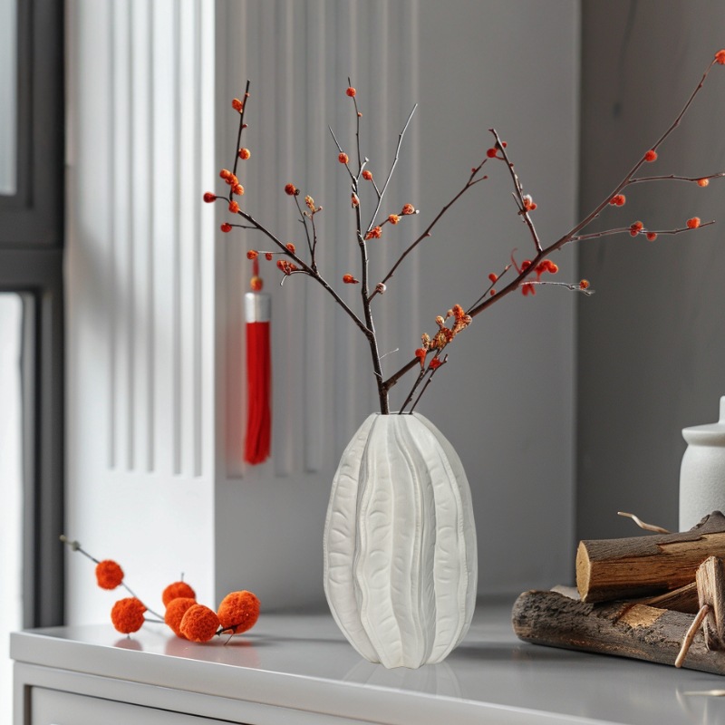 简约客厅玄关干花花瓶办公室桌面高级感软装摆设品样板房插花花器