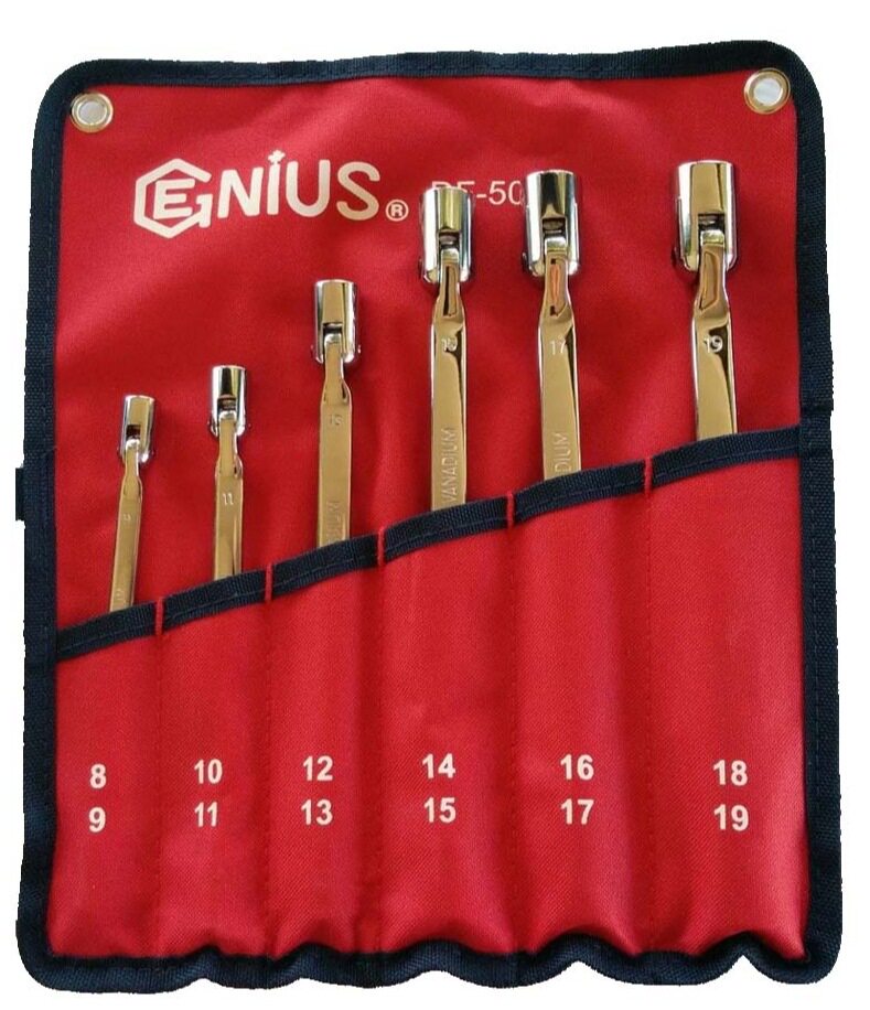 天赋(GENIUS)DF-506M 公制6件套精抛光双头角度套筒扳手组