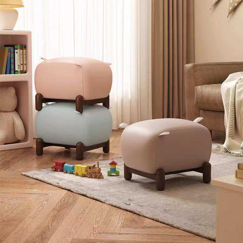 家用小矮凳创意客厅布艺小坐墩实木卡通换鞋凳儿童沙发凳板凳凳子,3C数码配件,摄像机配件,淘宝优惠券,粉丝福利购,淘宝优惠卷