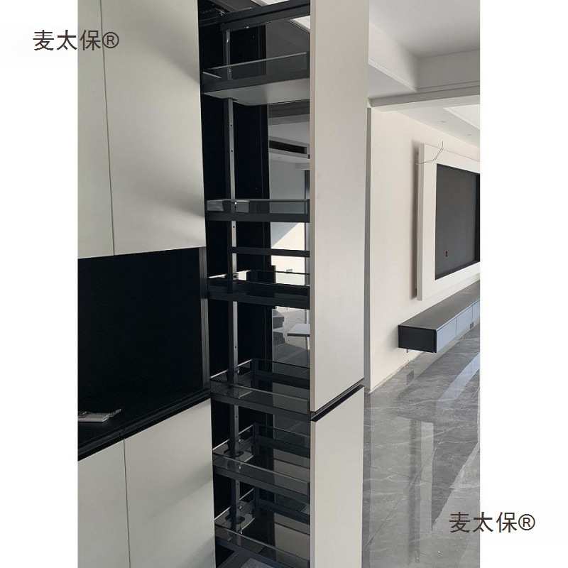 零食柜拉篮五金冰箱侧柜置物架厨房高柜旋转高深大麦太保