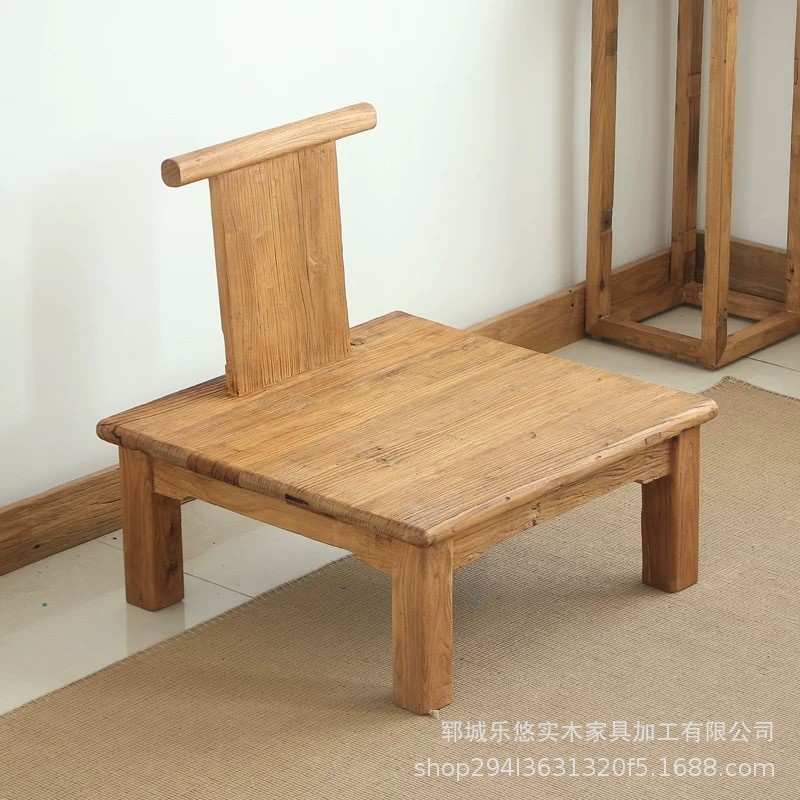 老榆木门板禅椅 纯实木原沙发椅 打坐椅茶室家具家用小户型椅家用