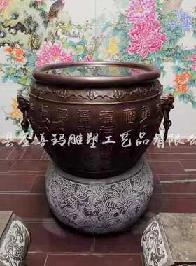 纯铜庭院铜缸百福缸铸铜宫门缸太平吉祥缸金属水缸门海双耳铜大缸