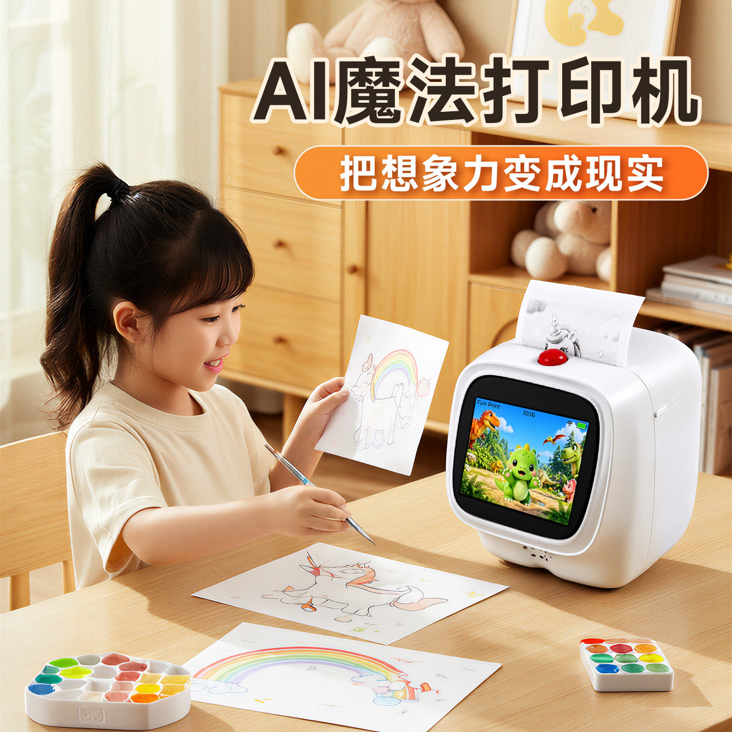 AI魔法打印机男女孩子儿童玩具人工智能语音对话3岁6互动暑假礼物