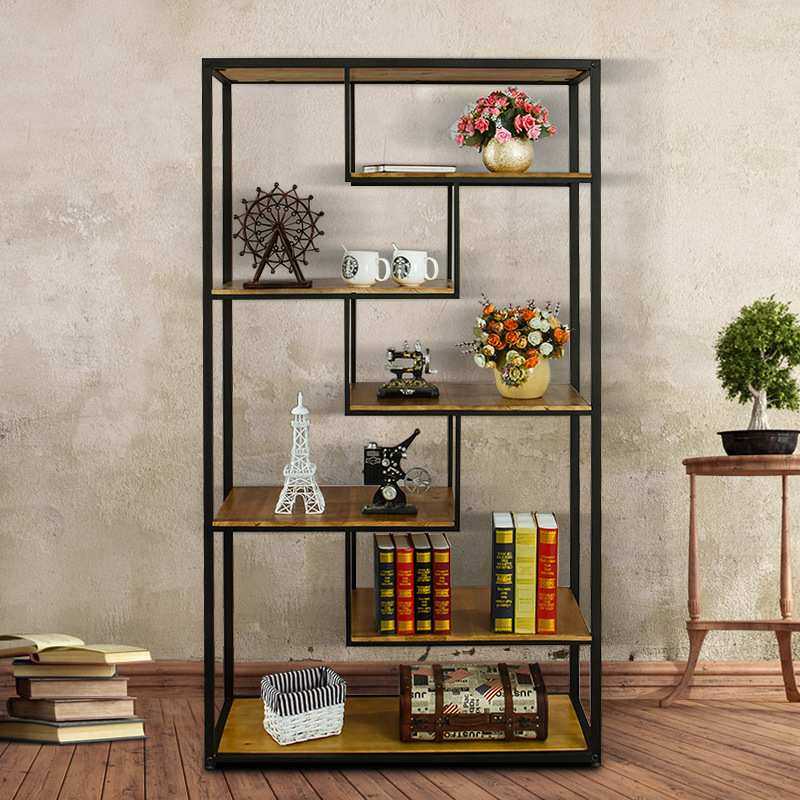 创意个性复古铁艺实木落地隔板置物架书架装饰隔断客厅书房陈列架,金属材料及制品,其他金属制品,淘宝优惠券,粉丝福利购,淘宝优惠卷