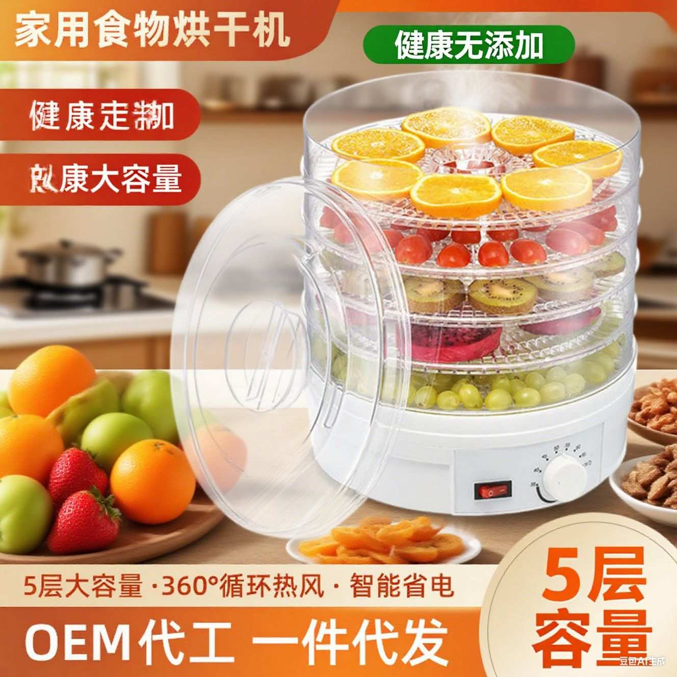 食物烘干机家用小型水果蔬菜干果机宠物零食风干机脱水机一件代发