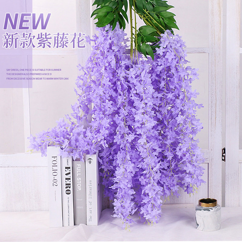 仿真丁香紫藤花豆瓣花串假花藤条装饰婚礼藤蔓长廊走廊绢缠绕植物