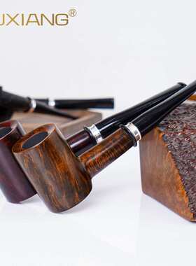 MUXIANG高端石楠木根瘤手工定制烟斗银环 9mm滤芯大号锤子桌斗