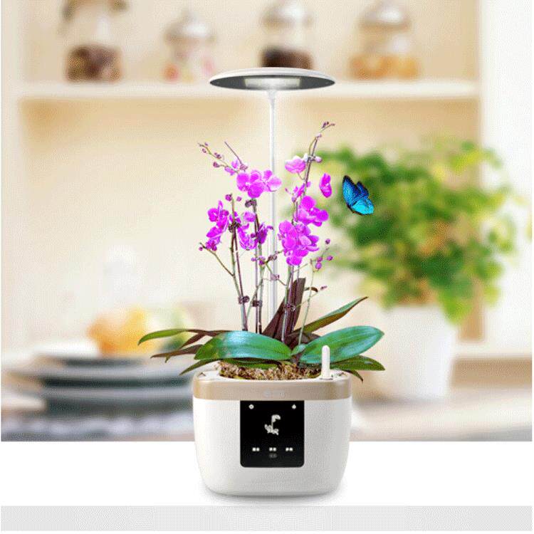 兰苑智能花盆办公室智能种植盆栽创意花盆全自动花盆 白色