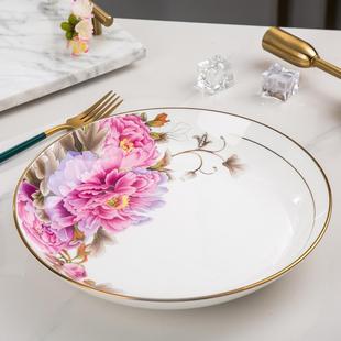 剁椒鱼头专用盘子欧式家用10寸菜盘汤盘深盘圆形单个鱼盘号陶瓷大