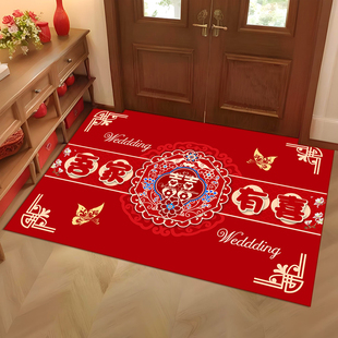 结婚地垫入户门垫喜庆红色喜字婚房玄关地毯进门大门口喜垫脚垫子