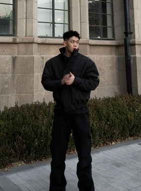 WOKEN MIGHT 立领梭织夹棉外套夹克棉服廓形男女同款