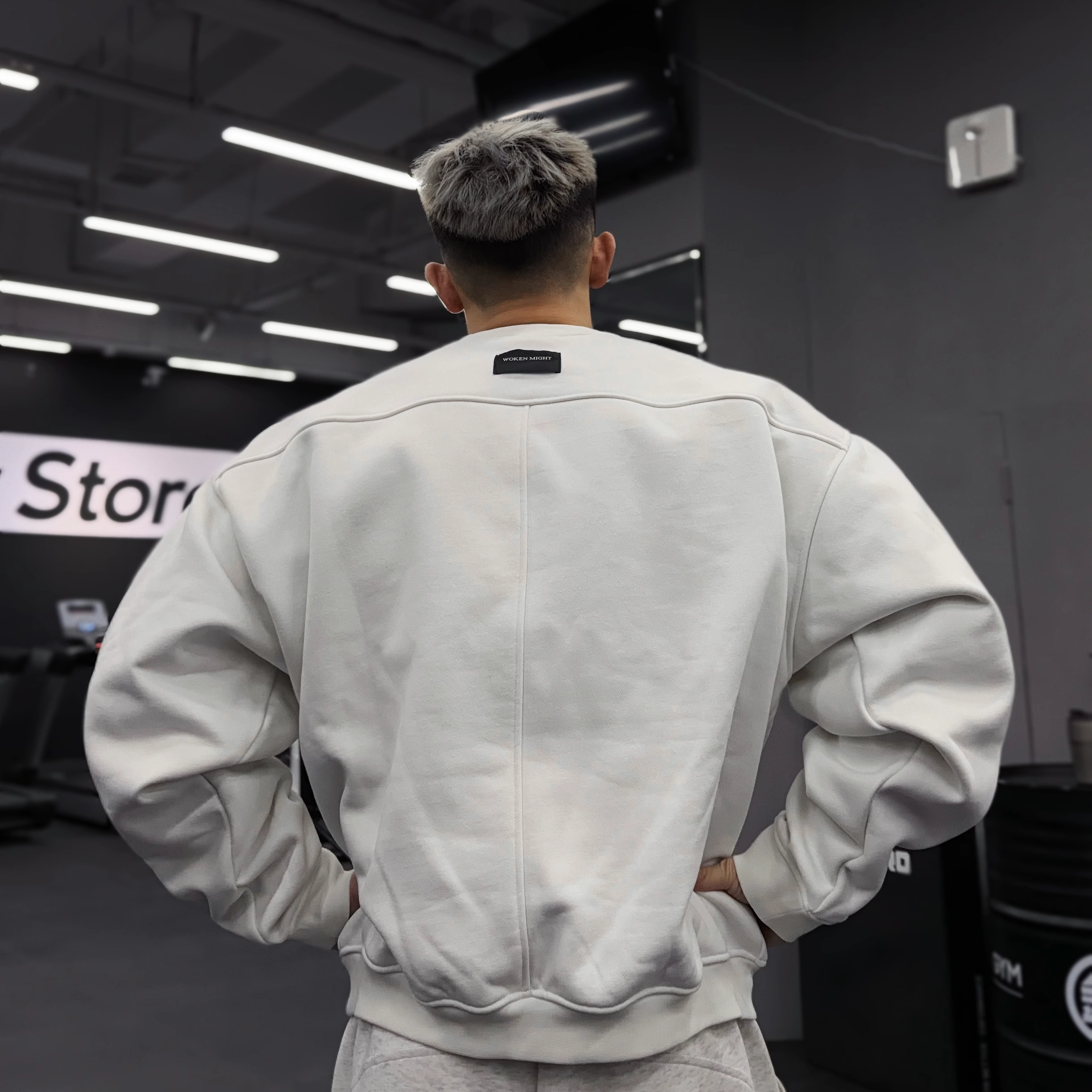 WM圆领卫衣秋冬加绒宽松落肩百搭