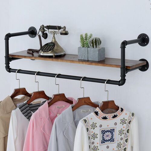 复古铁艺水管服装架男装女装童装服装店货架上墙挂衣架壁挂包邮