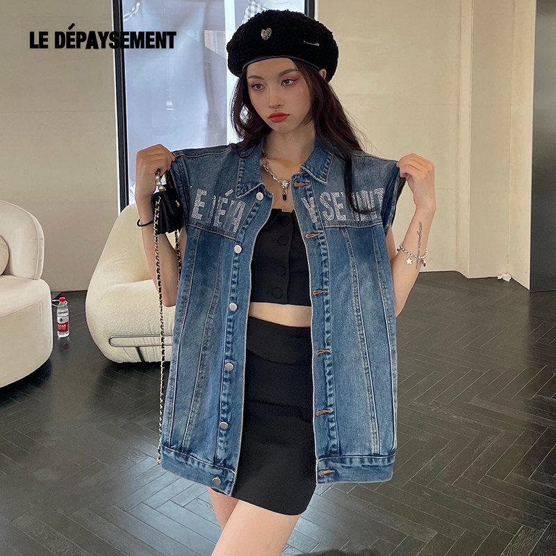 Le Depaysement可拆卸袖牛仔多穿外套女宽松休闲百搭无袖牛仔马甲